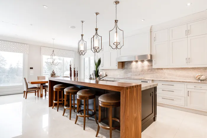 HDR kitchen with wood island