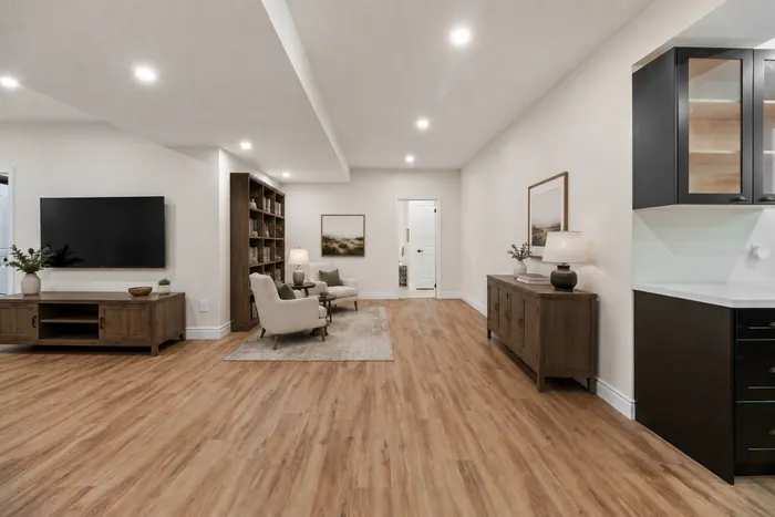 Virtually staged family room