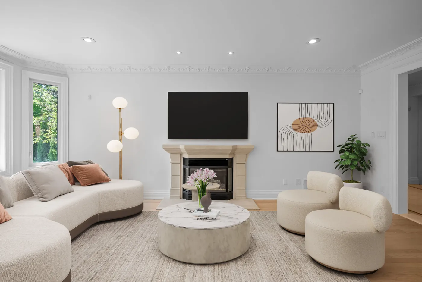Virtually staged living room